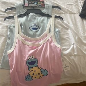 Sesame Street Cookie Monster Camisole Set - Pink and Light Blue